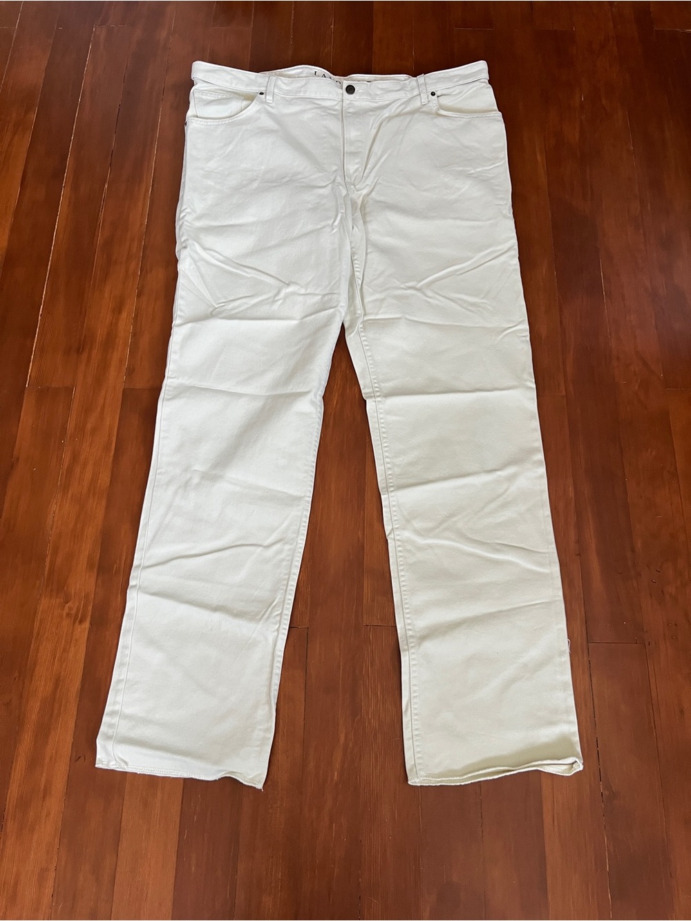 Lands' End Cream Straight-Leg Men's Jeans sz 46W 36L un-hemmed